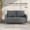 HOMCOM Conjunto de Sofá Inclui 1 Sofá de 2 Lugares e 1 Poltrona Individual com Bolsos Laterais Apoios de Braços e Pés de Madeira para Sala Quarto Escritório Cinza