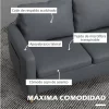 HOMCOM Conjunto de Sofá Inclui 1 Sofá de 2 Lugares e 1 Poltrona Individual com Bolsos Laterais Apoios de Braços e Pés de Madeira para Sala Quarto Escritório Cinza
