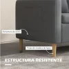 HOMCOM Conjunto de Sofá Inclui 1 Sofá de 2 Lugares e 1 Poltrona Individual com Bolsos Laterais Apoios de Braços e Pés de Madeira para Sala Quarto Escritório Cinza