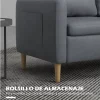 HOMCOM Conjunto de Sofá Inclui 1 Sofá de 2 Lugares e 1 Poltrona Individual com Bolsos Laterais Apoios de Braços e Pés de Madeira para Sala Quarto Escritório Cinza