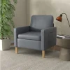 HOMCOM Conjunto de Sofá Inclui 1 Sofá de 2 Lugares e 1 Poltrona Individual com Bolsos Laterais Apoios de Braços e Pés de Madeira para Sala Quarto Escritório Cinza