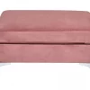 Sofá em U 6 lugares em veludo rosa com repousa-pés EVJA
