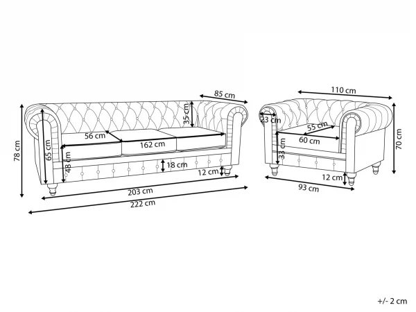 Sofa Set CHESTERFIELD Off-White DEF