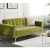 Sofá-cama de 3 lugares em veludo verde ABERDEEN