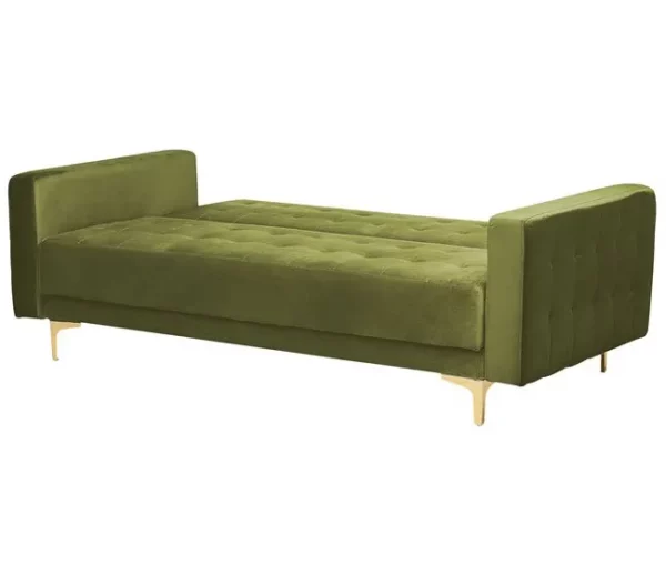 Sofá-cama de 3 lugares em veludo verde ABERDEEN