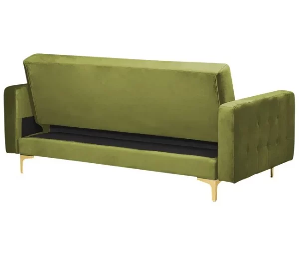 Sofá-cama de 3 lugares em veludo verde ABERDEEN