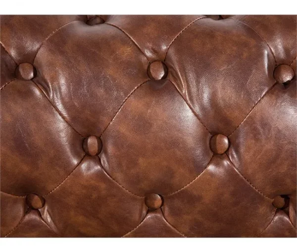 Sofá de 3 lugares em pele sintética castanha dourada CHESTERFIELD
