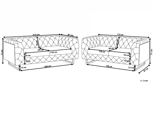 Sofa Set VISSLAND, Hellgrau CH