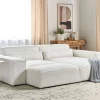 2 Seater L w Ottoman, HELLNAR, Boucle, White,DEF