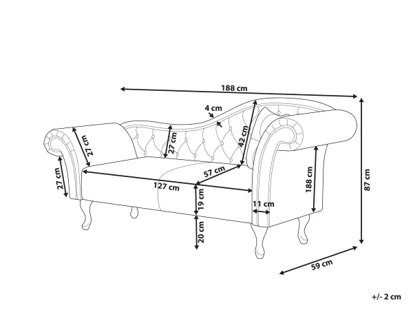 Chaiselongue LATTES Kunstleder weiss rechtsseitig CH