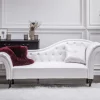 Chaiselongue LATTES Kunstleder weiss rechtsseitig CH