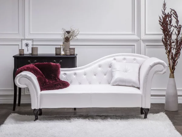 Chaiselongue LATTES Kunstleder weiss rechtsseitig CH