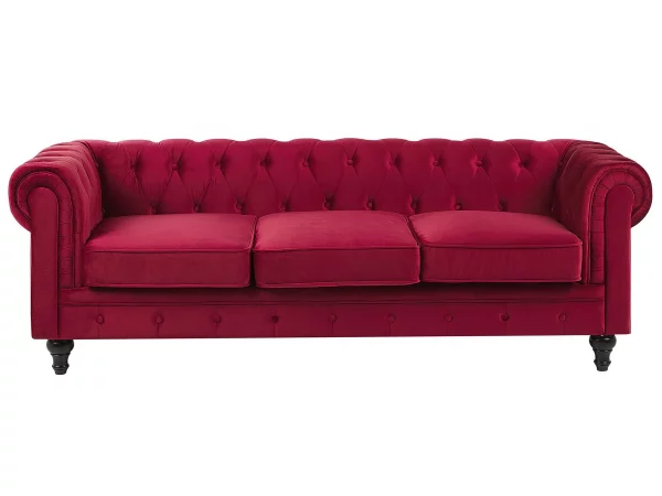3-Sitzer CHESTERFIELD dunkelrot Samt CH