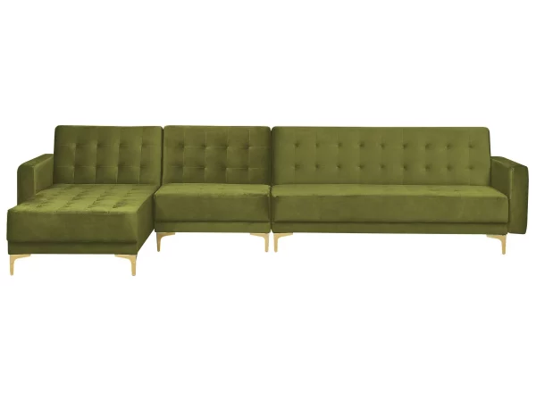 Corner sofa ABERDEEN velvet green w. chair L/R DEF