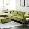 Corner sofa ABERDEEN velvet green w. chair L/R DEF