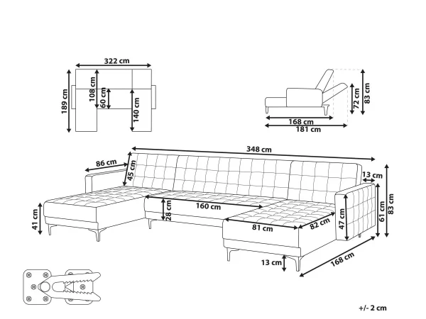 Sofa ABERDEEN U-förmig Kunstleder Weiss CH.