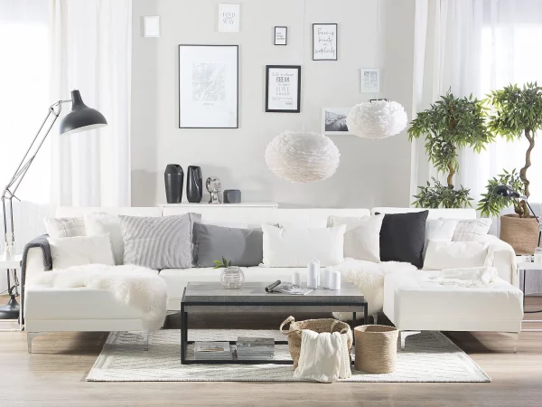 Sofa ABERDEEN U-förmig Kunstleder Weiss CH.