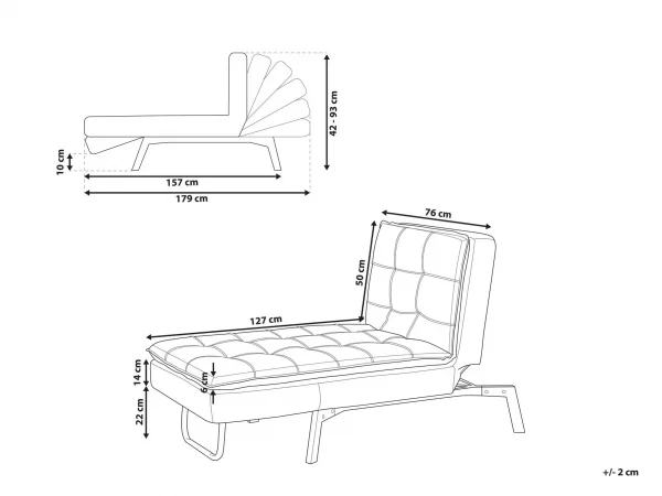 Chaiselongue LOIRET beige verstellbar CH