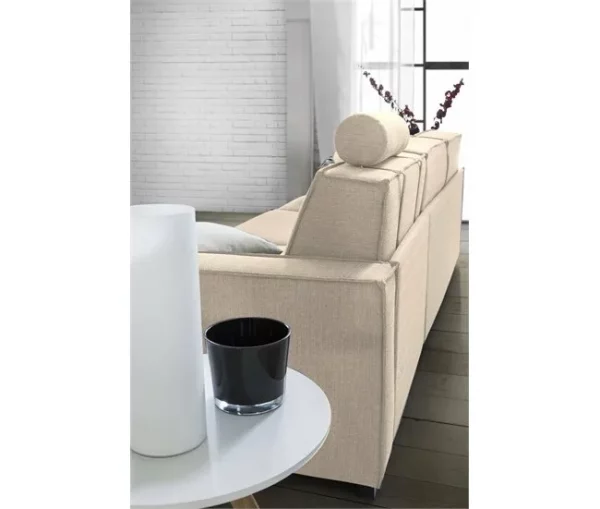 Sofá fixo Daarn, sofá de 3 lugares, 100% Fabricado na Itália, sofá de tecido para sala, com braços finos, 200x95h90 cm, Bege