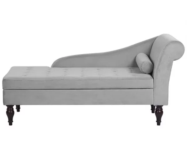 Chaise-longue à direita com arrumação em veludo cinzento claro PESSAC II