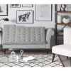 Chaise-longue à direita com arrumação em veludo cinzento claro PESSAC II