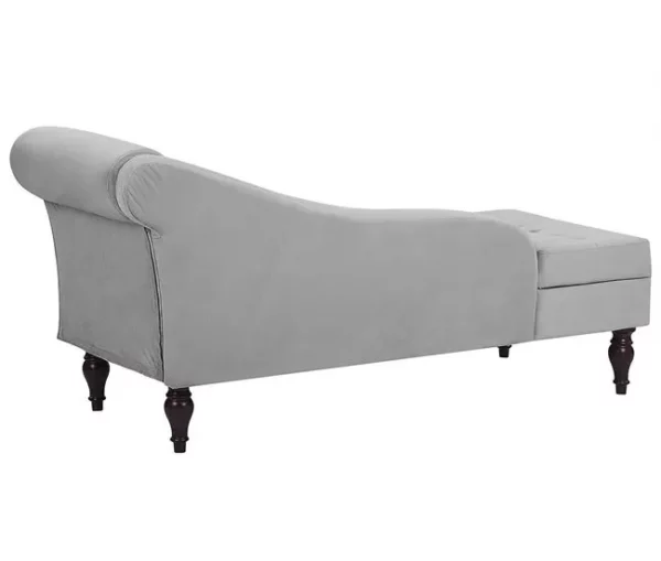 Chaise-longue à direita com arrumação em veludo cinzento claro PESSAC II