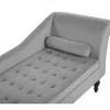 Chaise-longue à direita com arrumação em veludo cinzento claro PESSAC II