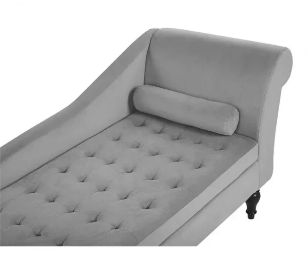 Chaise-longue à direita com arrumação em veludo cinzento claro PESSAC II