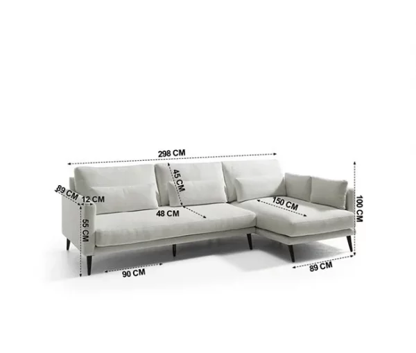 Chaise longue 4 lugares dereita cor bege NIKO