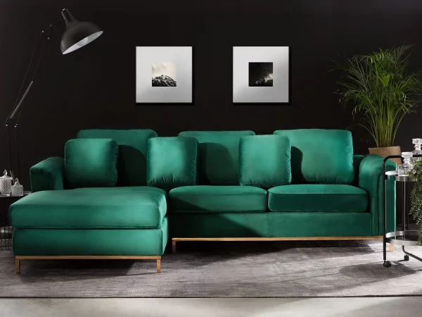 Ecksofa R OSLO Samtstoff grün CH