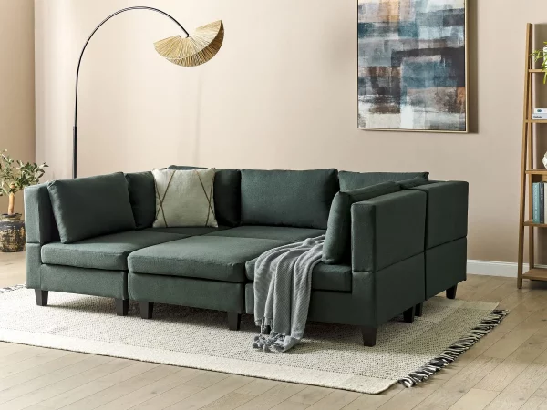 5-Seater Modular Sofa + Ottoman UNSTAD Dark Green DEF