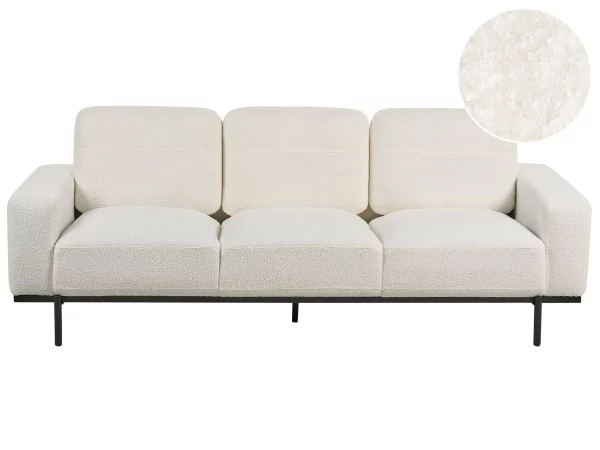 Sofa SOVIK, 3-seater, white boucle DEF