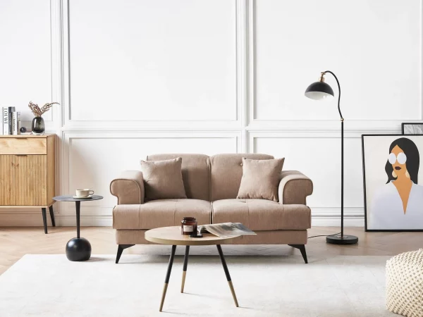 2 Seater Sofa SKIVE, Light Brown, DEF