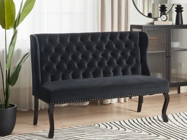 Sofa TORSBY, black, velvet DEF