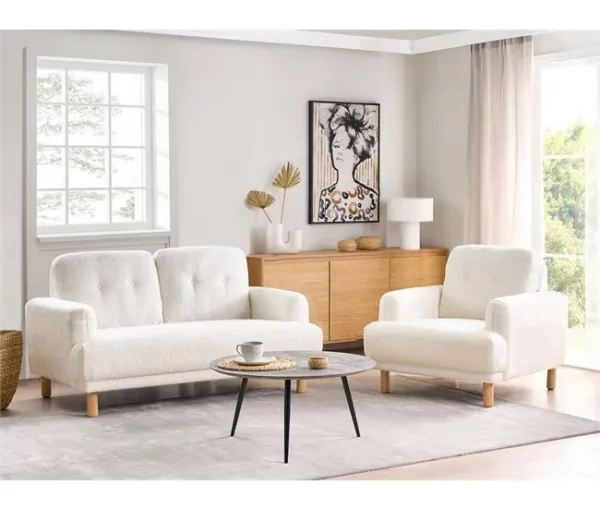 Sofá 2 lugares em bouclé branco TUVE