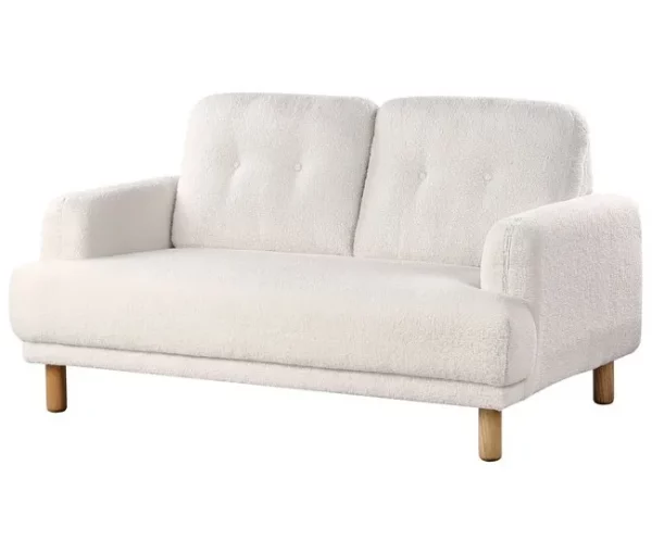 Sofá 2 lugares em bouclé branco TUVE