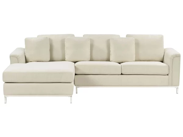 Sofa Ecksofa OSLO R, Stoff beige ohne Ottomane CH