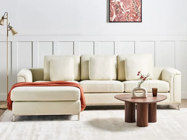 Sofa Ecksofa OSLO R, Stoff beige ohne Ottomane CH