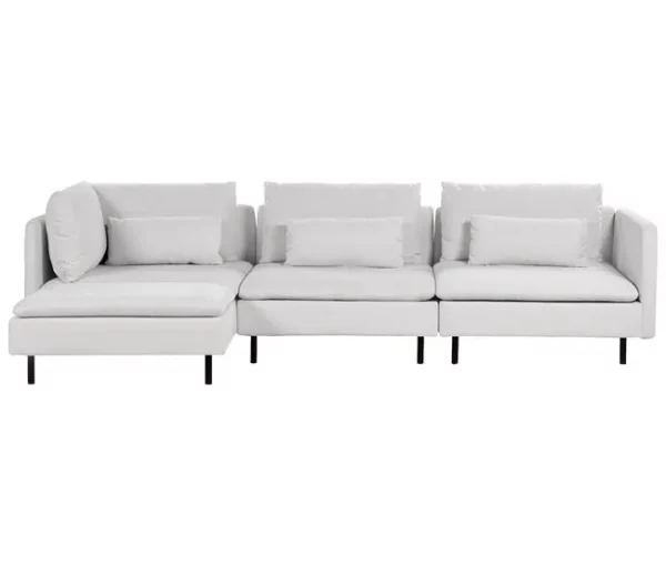 Sofá de canto modular 3 lugares em tecido cinzento claro à direita EGERIS