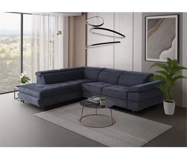 Sofá de canto OMEGA com cama cor antracite esquerda 4 lugares antracite