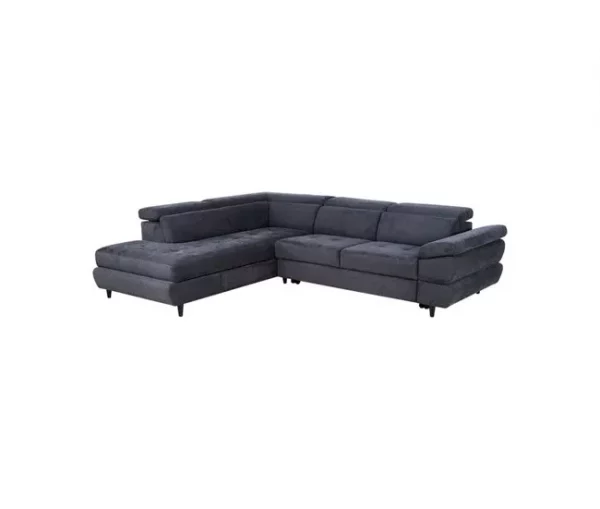 Sofá de canto OMEGA com cama cor antracite esquerda 4 lugares antracite