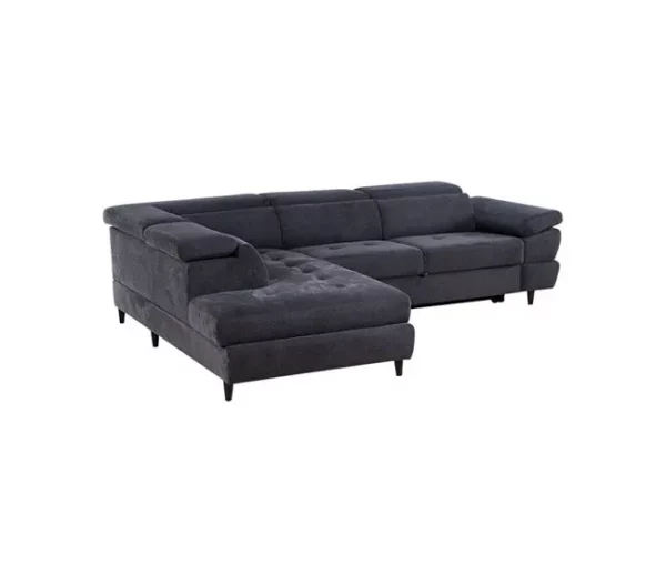 Sofá de canto OMEGA com cama cor antracite esquerda 4 lugares antracite