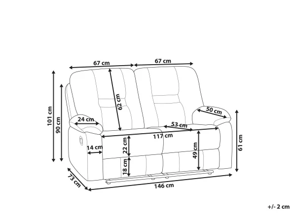 2 Seater Sofa BERGEN Beige DEF