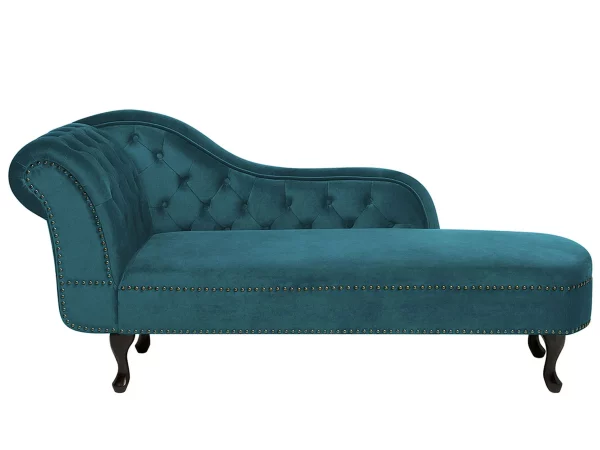 Chaiselongue NIMES samt, blaugrün, linksseitig CH