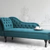 Chaiselongue NIMES samt, blaugrün, linksseitig CH