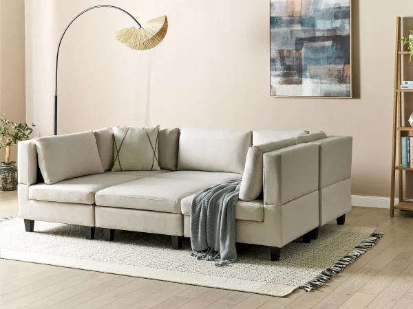 5-Seater Modular Sofa + Ottoman UNSTAD Light Beige DEF
