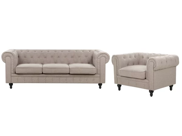 Sofa Set CHESTERFIELD Taupe DEf