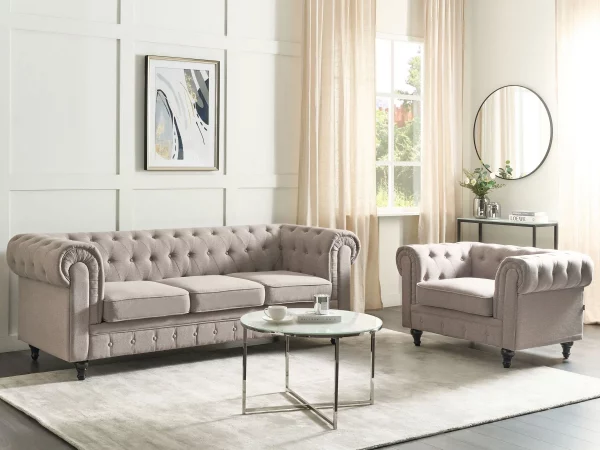 Sofa Set CHESTERFIELD Taupe DEf
