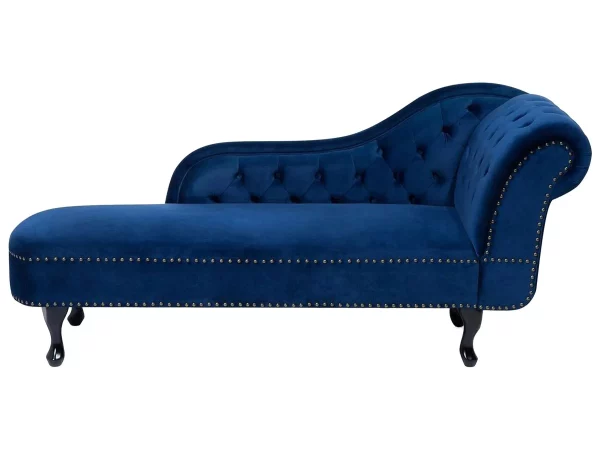 Chaiselongue NIMES Samtstoff blau rechts CH