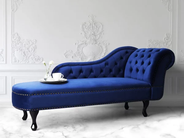Chaiselongue NIMES Samtstoff blau rechts CH